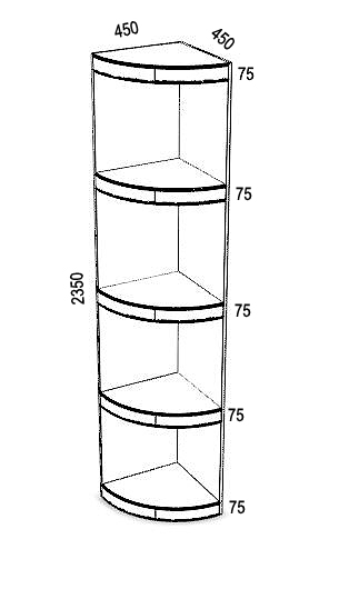 Радион угловой элемент прямой 450*450*2350 мм. МАКСИ