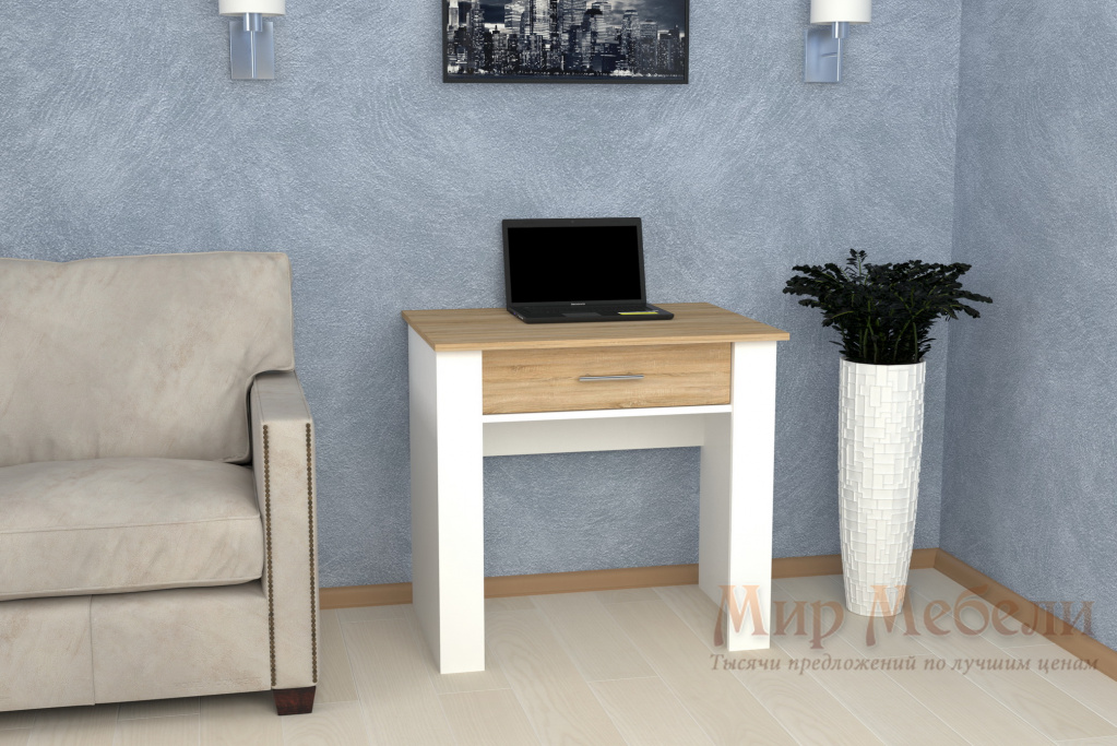 письменный стол Мебелеф 4 белый - дуб сонома.jpg