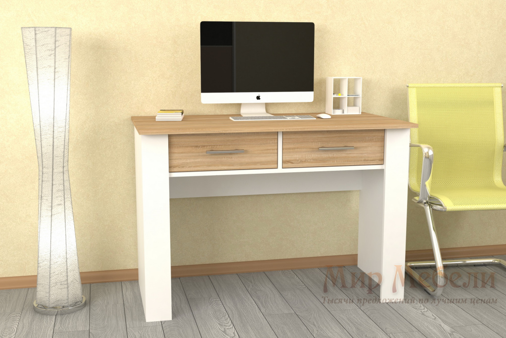 письменный стол Мебелеф 3 белый - дуб сонома.jpg