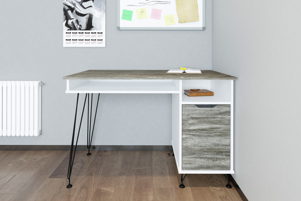 письменный стол МегаKraft 19 белый - дуб винтаж графит.jpg