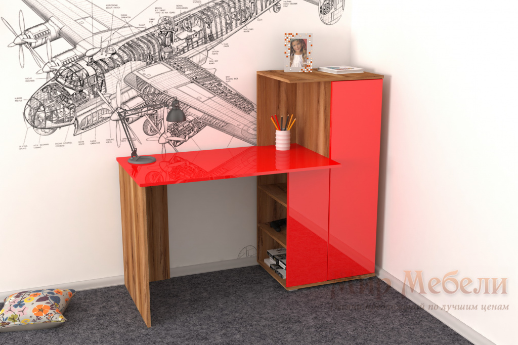 письменный стол Мебелеф 24 дуб кельтик - красный глянец о.jpg