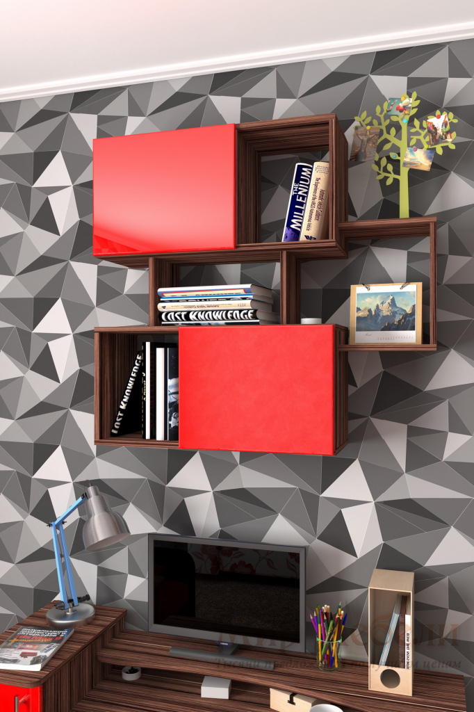 полка для книг Мебелеф 9 красный глянец.jpg