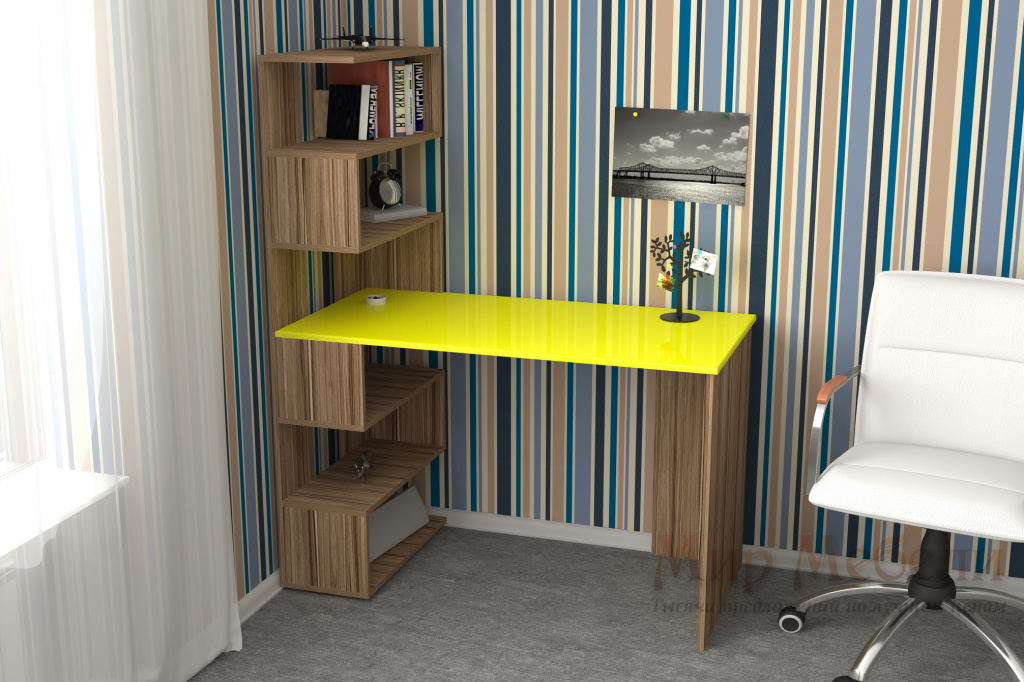 письменный стол Мебелеф 33 индиан эбони светлый - желтый глянец.jpg