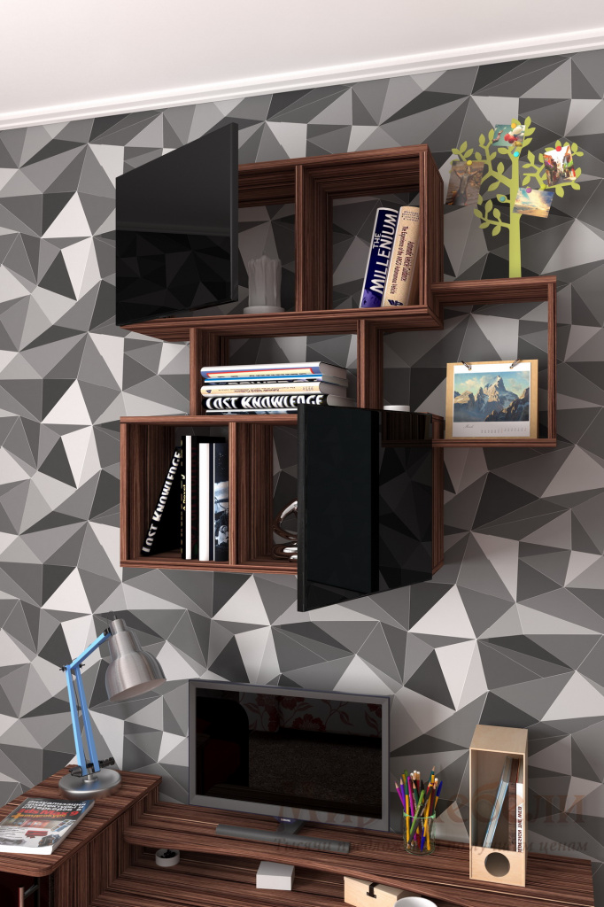 полка для книг Мебелеф 9 черный глянец о.jpg