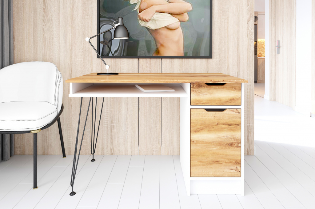 письменный стол Мегаkraft 16 белый - дуб кельтик.jpg