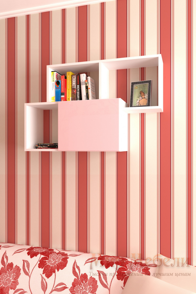 полка для книг Мебелеф-8 розовый глянец.jpg