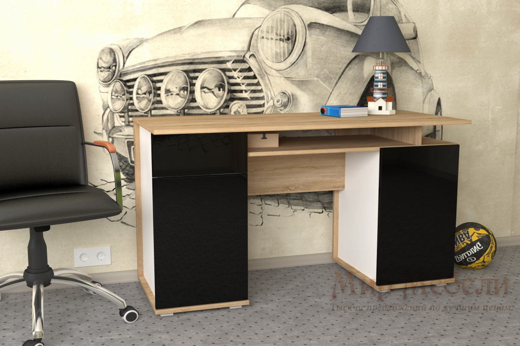 письменный стол Мебелеф-13 черный глянец.jpg