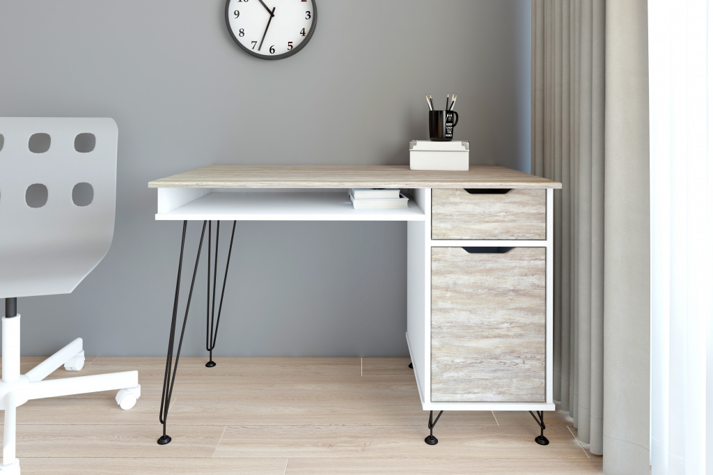 письменный стол МегаKraft 20 белый -дуб винтаж медовый.jpg