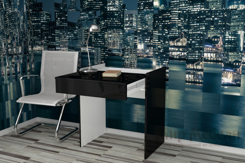 письменный стол Мебелеф 37 белый - черный глянец о.jpg