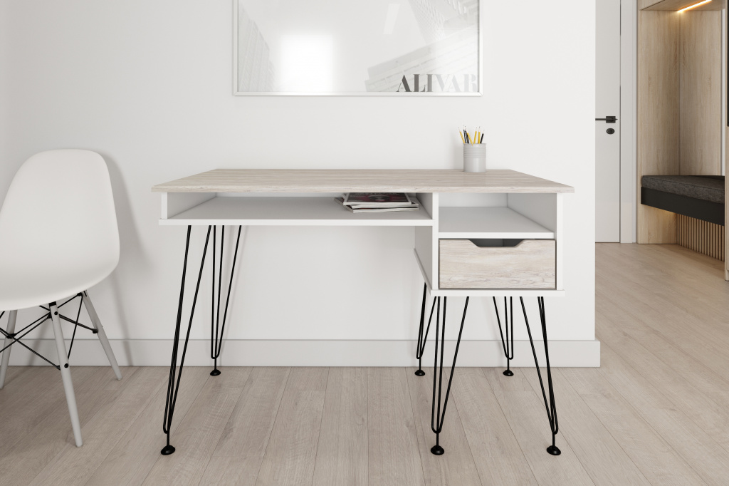 письменный стол МегаKraft 23 белый - дуб винтаж медовый.jpg