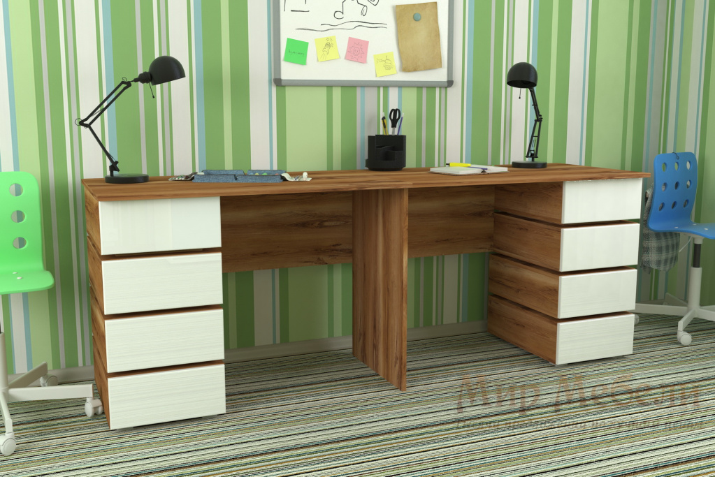 письменный стол Мебелеф 18 дуб кельтик - белый глянец.jpg