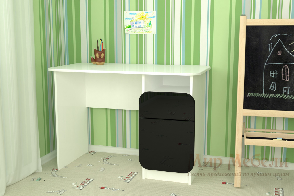 письменный стол Мебелеф 7 белый - черный глянец.jpg