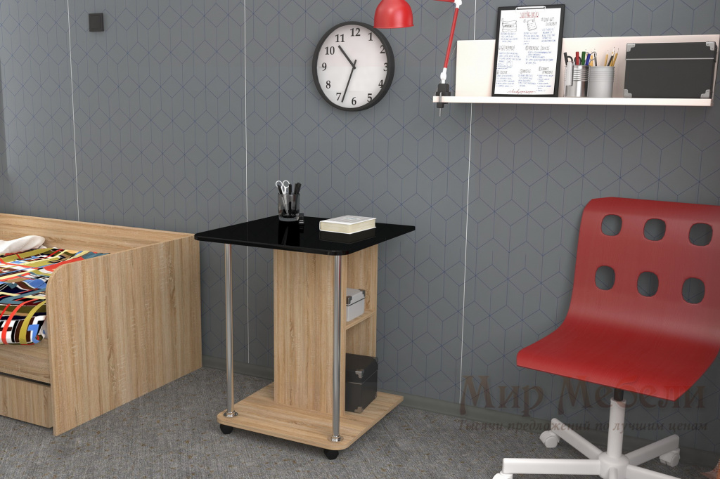 письменный стол Мебелеф 29 дуб сонома - черный глянец.jpg