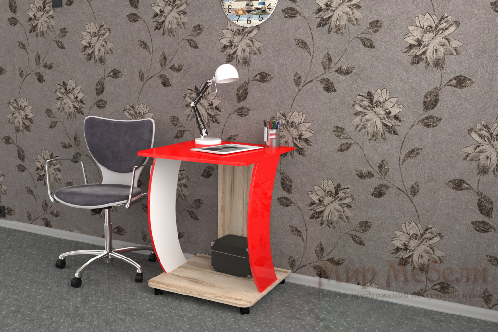 письменный стол Мебелеф 30 дезира светлая - красный глянец.jpg