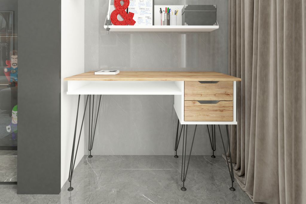 письменный стол МегаKraft 22 белый - дуб бомонт натуральный.jpg
