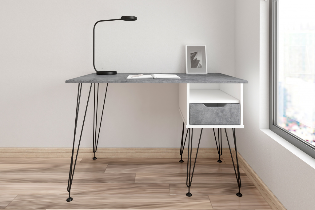 письменный стол МегаKraft 11 белый - бетон лофт графит.jpg