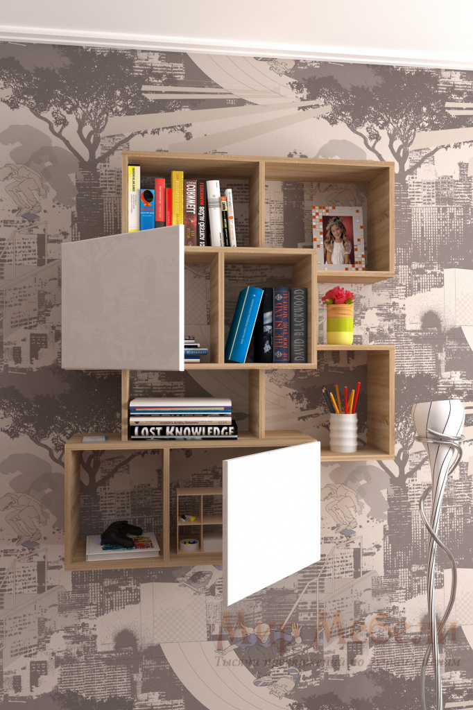 полка для книг Мебелеф-10 белый глянец о.jpg