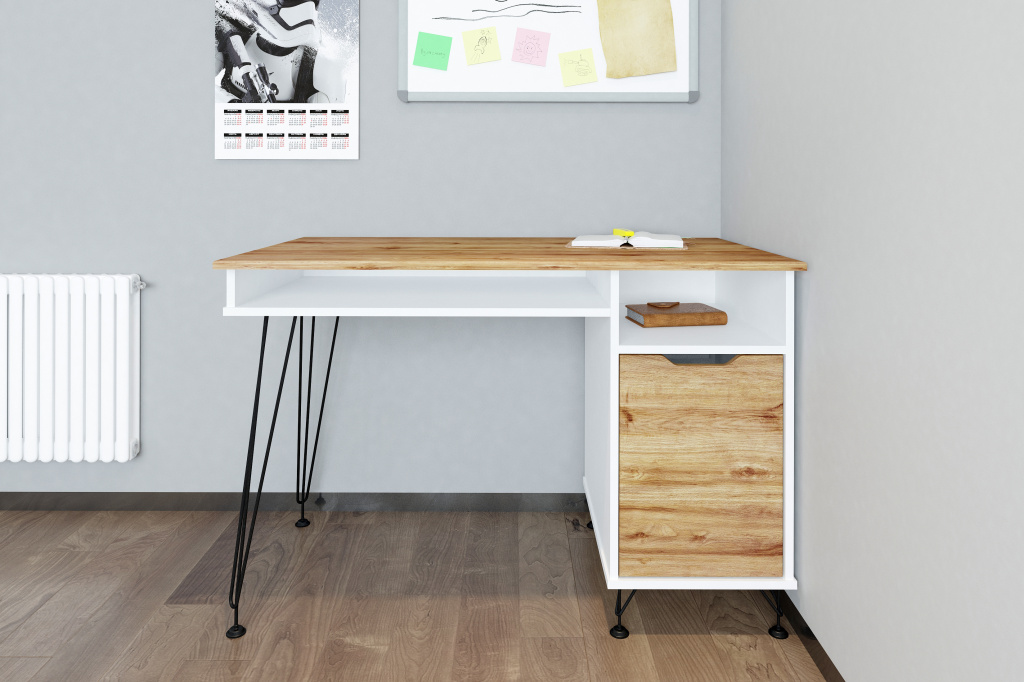 письменный стол МегаKraft 19 белый - дуб бомонт натуральный.jpg