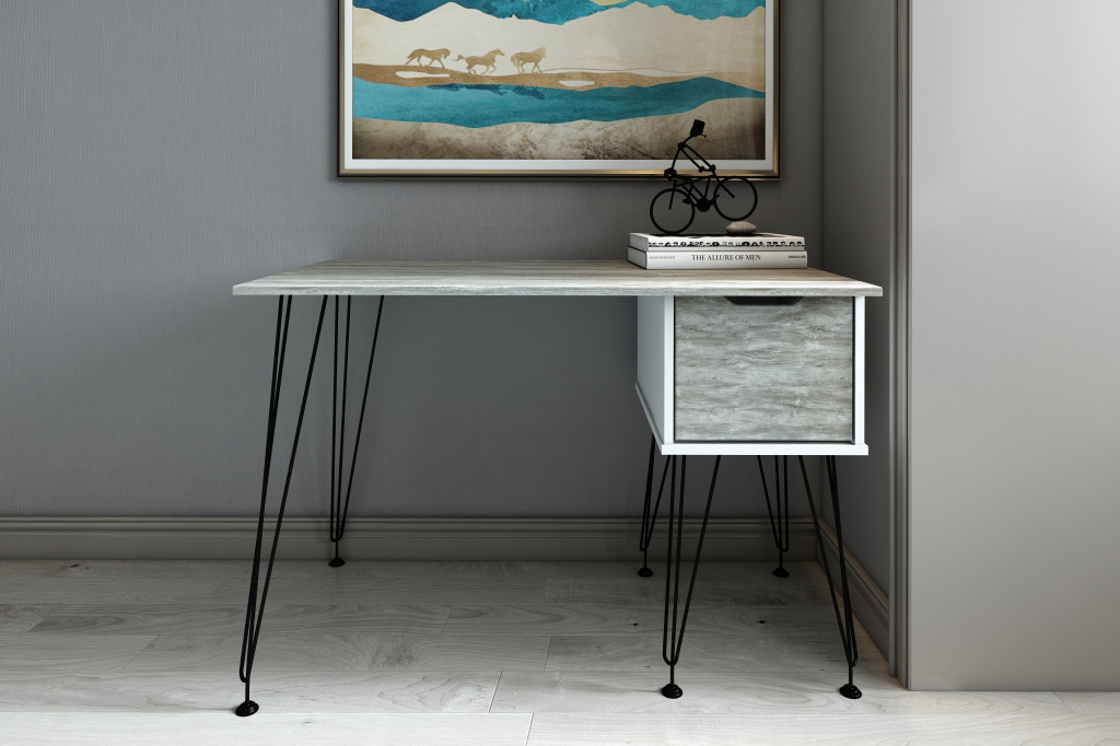 письменный стол МегаKraft 13 белый - дуб винтаж графит.jpg