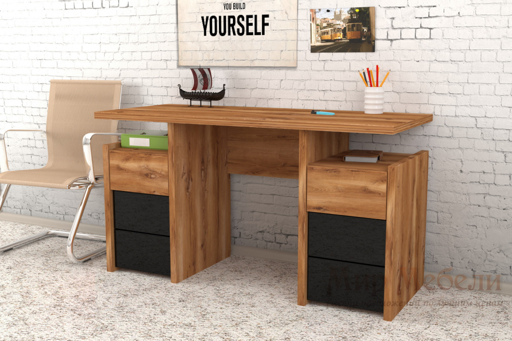 письменный стол Мебелеф 22 дуб кельтик - черный глянец.jpg