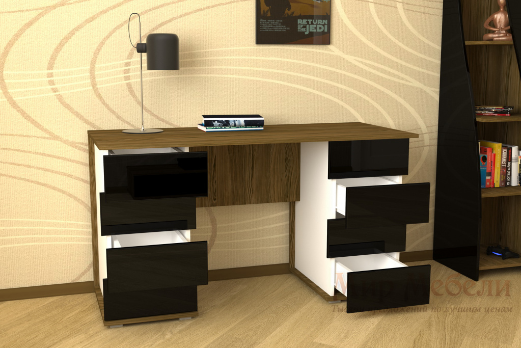 письменный стол Мебелеф-11 черный глянец открытый.jpg