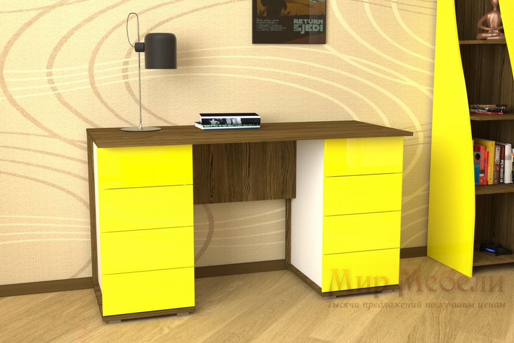 письменный стол Мебелеф 11 желтый глянец.jpg