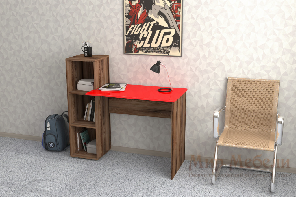 письменный стол Мебелеф 26 дезира темная - красный глянец.jpg