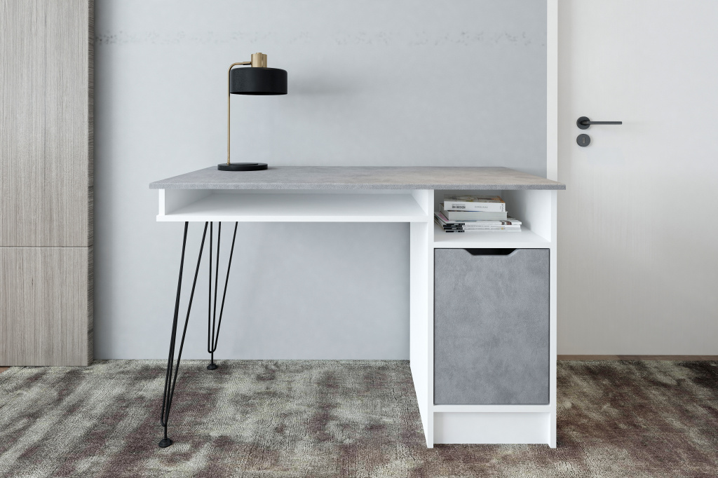 письменный стол Мегаkraft 15 белый - бетон лофт грей.jpg