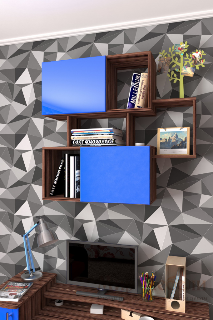 полка для книг Мебелеф-9 синий глянец.jpg