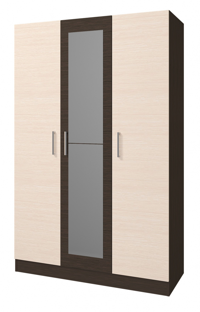 Шкафы 3х ств Корпус Венге, фасад Венге-Дуб с зеркалом.jpg
