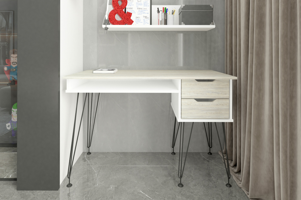 письменный стол МегаKraft 22 белый - сосна скания натуральная.jpg