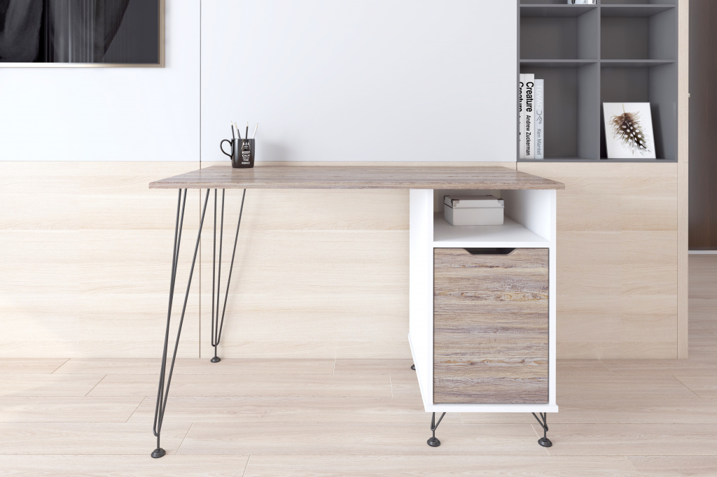 письменный стол МегаKraft 7 белый - сосная скания темная.jpg