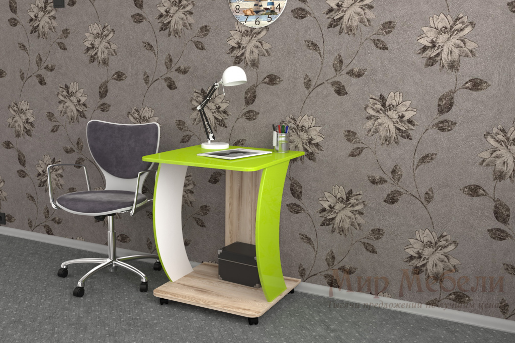 письменный стол Мебелеф 30 дезира светлая - яблоко глянец.jpg