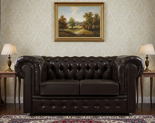 Диван "Честер" коричневый 2-х местный