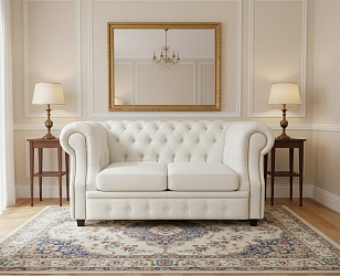 Диван "Честер Лофт" белый 2-х местный