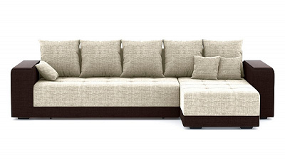 Угловой диван "Дубай" рогожка дрим беж/экокожа