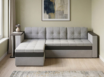 Угловой диван "Атланта со столиком" рогожка дрим лайт грей