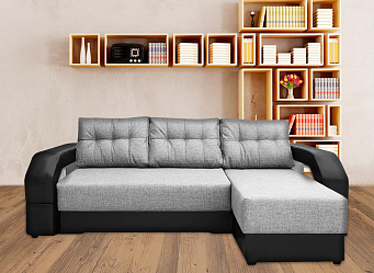 Угловой диван "Манчестер серый с подсветкой"