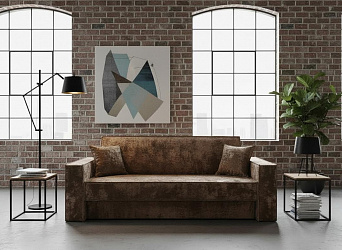 Диван книжка "Лофт с широкими подлокотниками" плюш коричневый