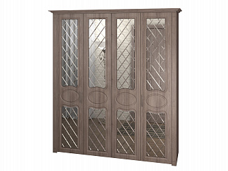 Шкаф 4-х дверный "Дегар Люкс" складные фасады с зеркалом гравировка