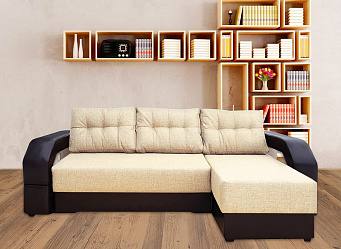 Угловой диван "Манчестер бежевый с подсветкой"