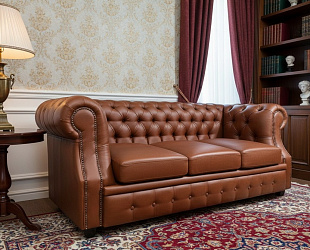 Диван "Честер Лофт" светло-коричневый 3-х местный